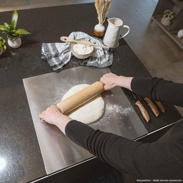 Arbeitsplatte Knetbrett Edelstahl [50x50 cm] - Für Kneten, Schneiden & Backen - Küchenplatte mit Ans