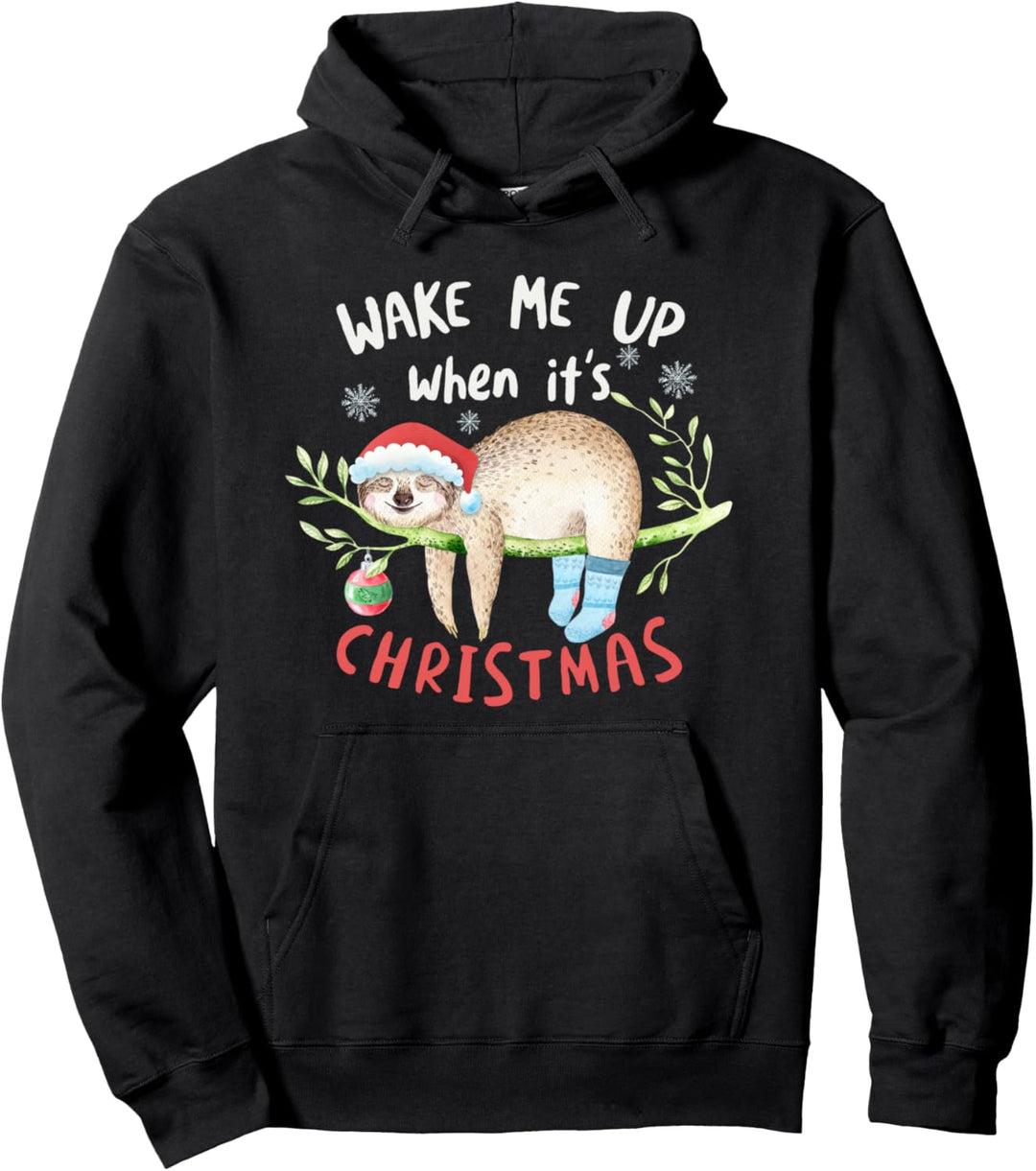 Weck mich auf wenn es Weihnachten ist - süsses Schlaffaultier Pullover Hoodie