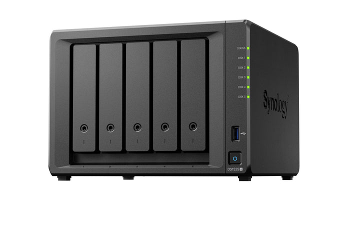 Synology Erweiterbares NAS-Kit mit 5 Schächten, DS1525+ AMD RyzenCPU mit 8 GB Speicher, 2,5 GbE Stan