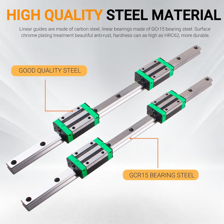 Linearführung set 2 Stücke HGR25 Linearschiene 800 mm Linearführungsschiene + 4 Stück HGH25CA Gleitb