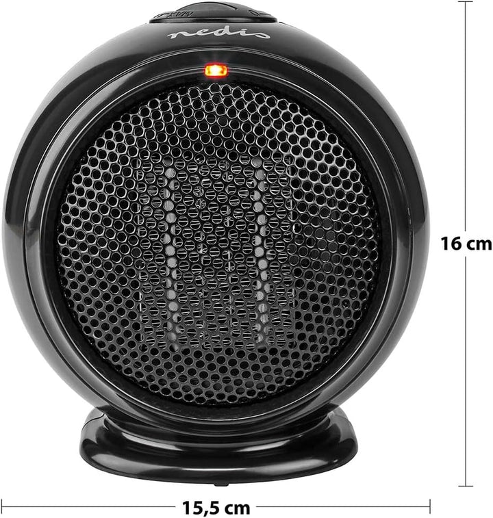 NEDIS HTFA15BK Keramik-PTC-Heizlüfter 500 W 1 Heizmodus Verstellbares Thermostat Überhitzungsschutz