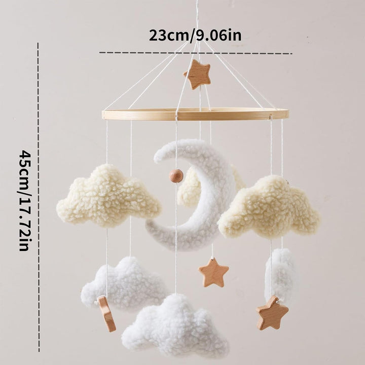 Mobile für Kinder - Pädagogisch wertvolles Mobile mit Holzsternen drehend | Boho Babybett-Mobile Wol