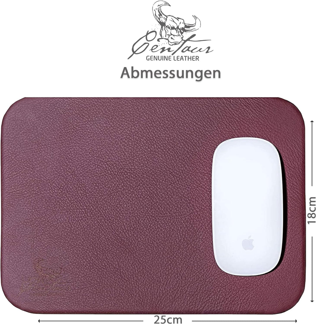 Centaur - Hochwertiges Leder Mousepad 25x18 cm (Weinrot), Weinrot