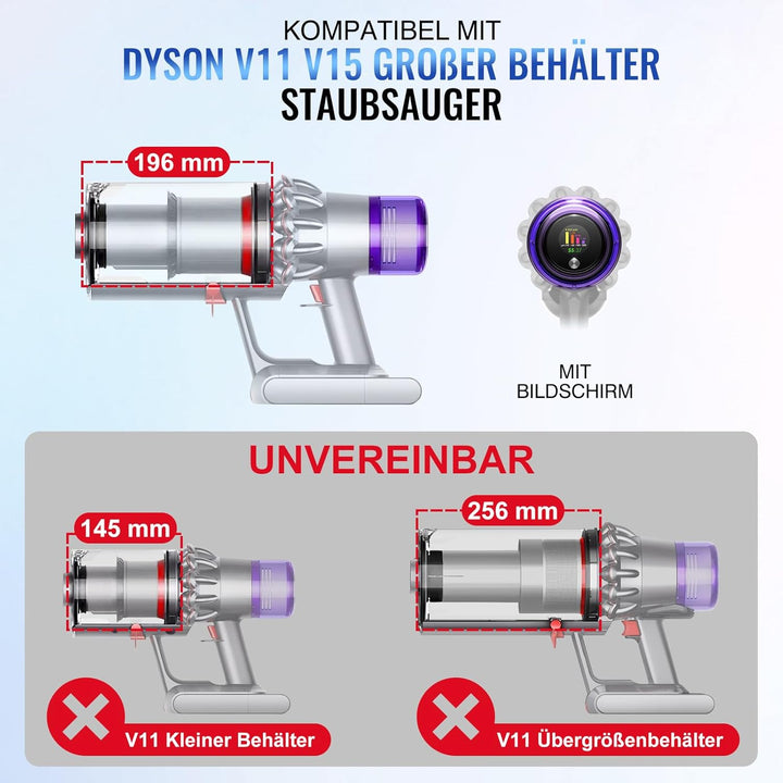 Staubsauger Staubbehälter für Dyson V11 V15 SV14 SV15 SV17 SV22, Teile-Nr. 970050-01 und Teile-Nr. 9