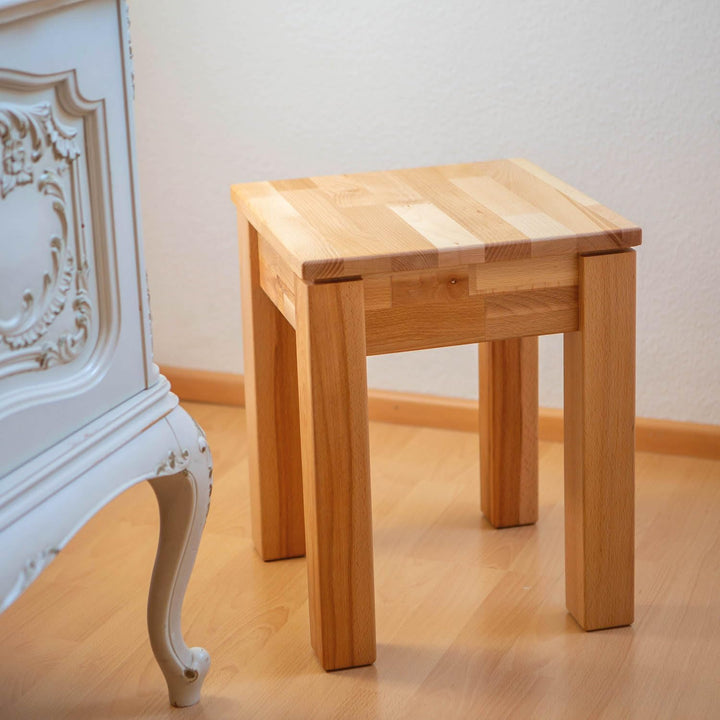 Staboos 2er Set Buche Sitzhocker Holz - Massiv Holzhocker bis 200 kg - Kernbuche Holz Hocker Emma oh