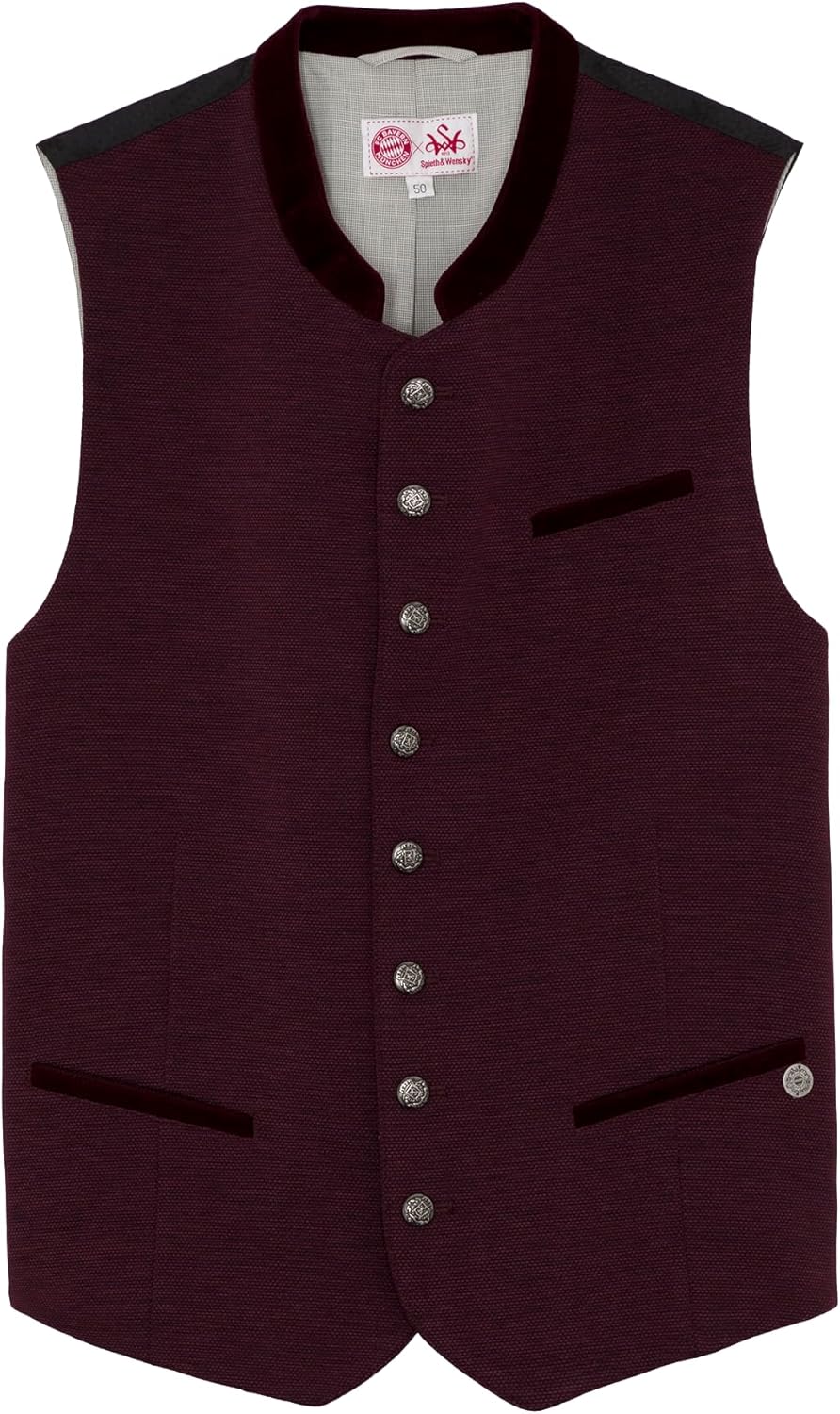 Spieth & Wensky FC Bayern München Trachtenweste| Herren Bordeaux 52 Bordeaux, 52 Bordeaux