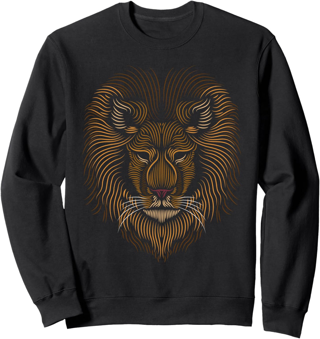 Löwe Kopf - Linien Kunst - Tier Zeichnung - Geometrisch Sweatshirt