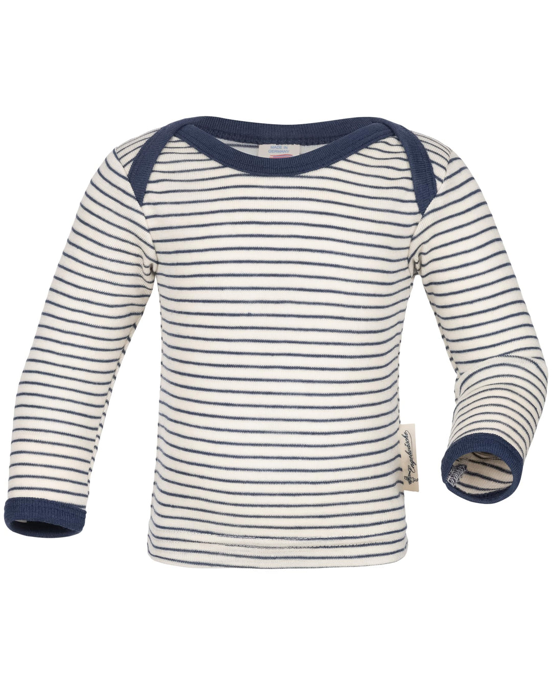 Engel, Baby Schlupfhemd Langarm, 70% Bio Wolle, 30% Seide, Made in Germany, Natur/Marine
