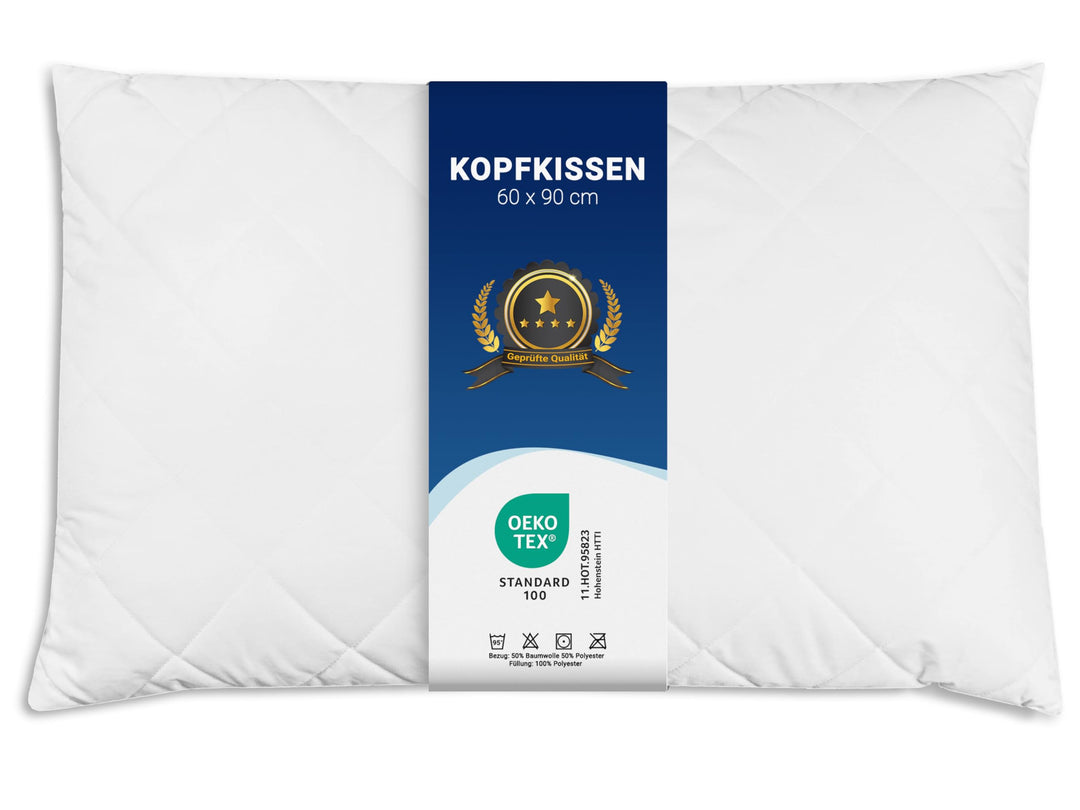 ZOLLNER Kopfkissen, 60x90 cm, 650g, Polyesterhohlfaser, Kochfest 1 60 x 90 cm, 1 60 x 90 cm