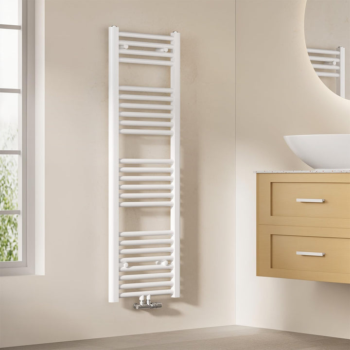 EMKE Badheizkörper Handtuchtrockner, Handtuchwärmer 400x1200mm 597 Watt Weiss Handtuchheizkörper für