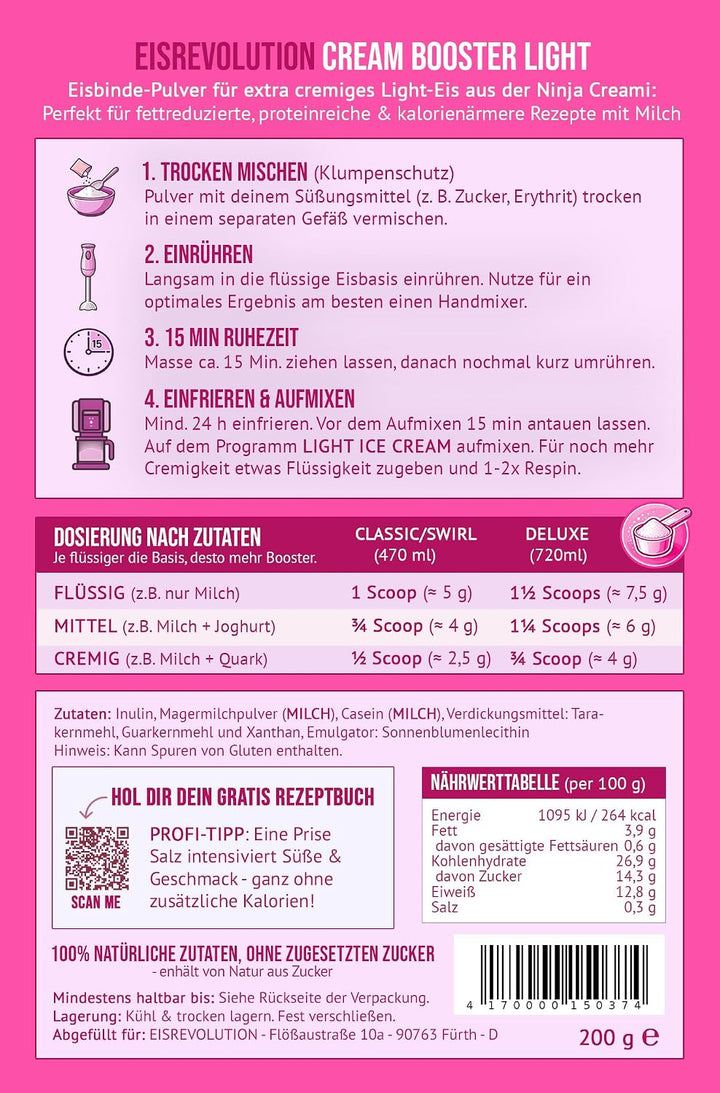 Ninja Creami Eis Bindemittel – für extra cremiges Eis ohne Eiskristalle – optimiert für LIGHT ICECRE