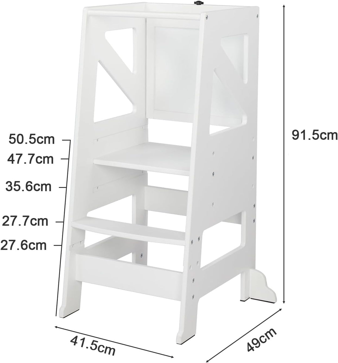 LEADZM Montessori Lernturm ab 18 Monaten – 2-in-1 höhenverstellbarer Learning Tower mit Tafel | Höch