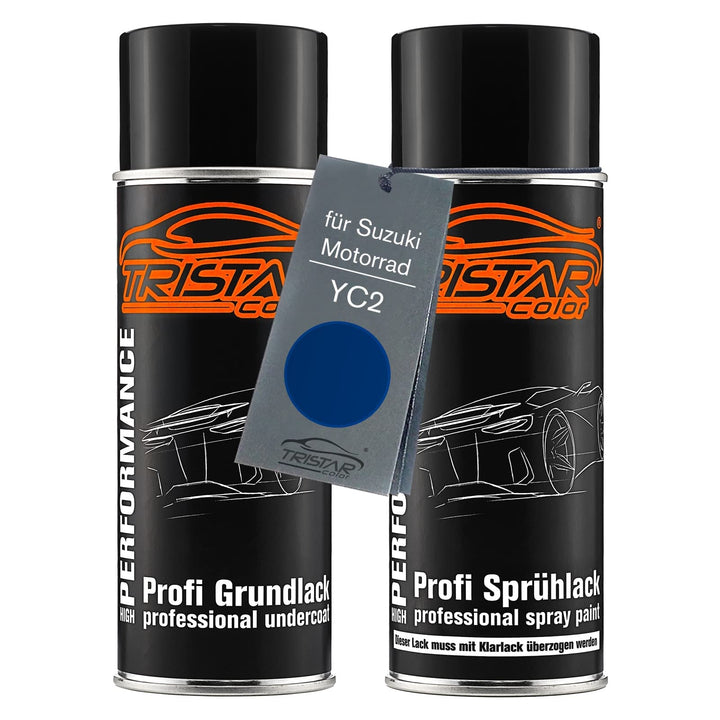 TRISTARcolor Motorradlack Spraydosen Set für Suzuki Motorrad YC2 Candy Blue Perl Grundlack Basislack