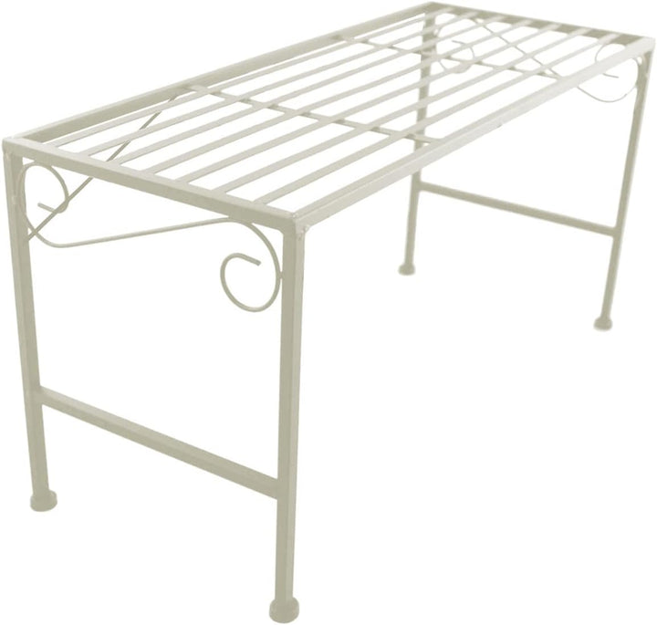 PrimoLiving Metall Blumentreppe 2-teilig creme - Klappbare 2-stufige Blumenbank Metall-Bank Blumenre