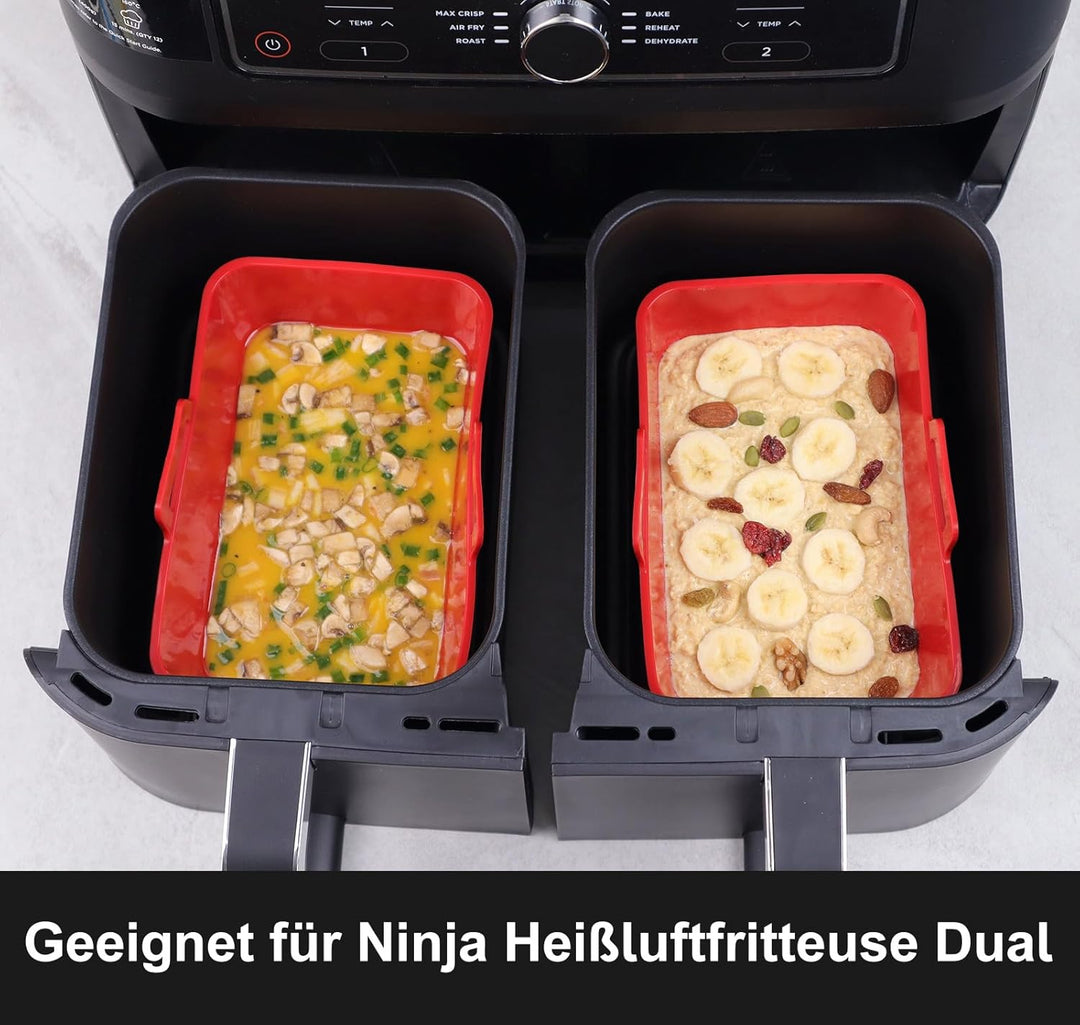 Backform für Heissluftfritteuse, 2 Stück Silikon Kastenform für Ninja Heissluftfritteuse – extra dic