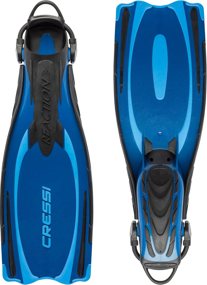 Cressi Reaction EBS Fins - Hochleistungstauchflossen mit EBS Strap XS/S (36/39) Blau/Hellblau, XS/S