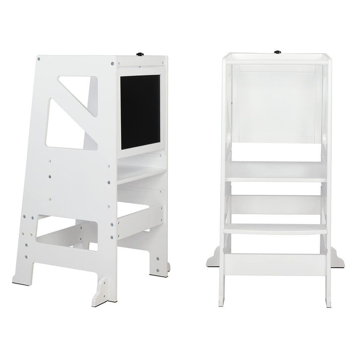 LEADZM Montessori Lernturm ab 18 Monaten – 2-in-1 höhenverstellbarer Learning Tower mit Tafel | Höch