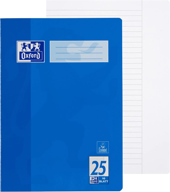 Landre Schulheft A4, kariert, Lineatur 28, 32 Blatt, schwarz, 5 Stück &amp; Oxford Schulheft A4, liniert