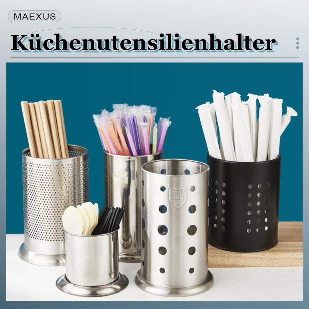 MAEXUS Küchenutensilienhalter, 2er Behälter für Küchenutensilien Organizer, Edelstahl Utensilienhalt