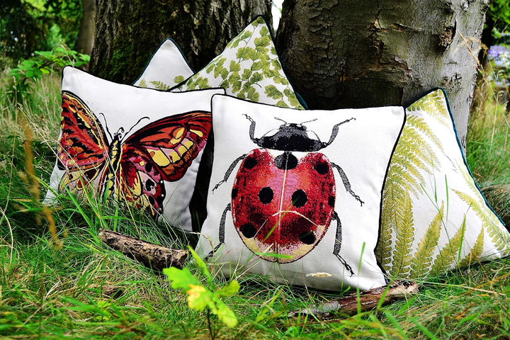 McAlister Textiles Tapestry | Bestickter Kissenbezug grüner Waldfarn | 40 x 40cm | gewobenes Blätter