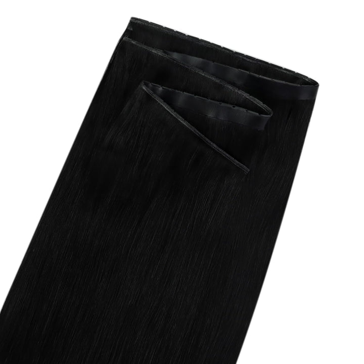 Fshine Butterfly Extensions Echthaar Tressen, Tiefschwarz, 40 cm 50 g, Keine Klobigen, PU-Basis, für