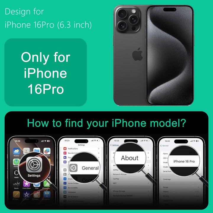 ONES Magnetisch für iPhone 16 Pro Ultradünne Hülle, Kompatibel mit MagSafe, Fallschutz in Militärqua