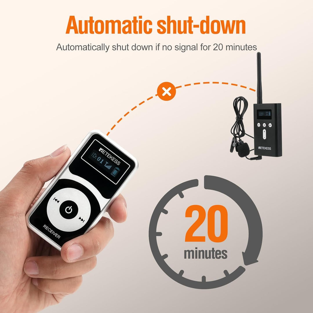 Retekess T130Pro Kabelloses Tour Guide System, Abgestufte Geräuschreduzierung, Audio Whisper Tour Gu