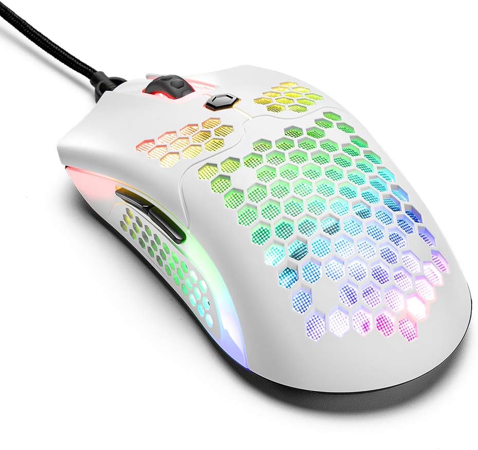 MAMBASNAKE Kabelgebundene leichte Gaming-Maus 65G, 26 RGB-beleuchtete USB-Gaming-Mäuse und 7 program