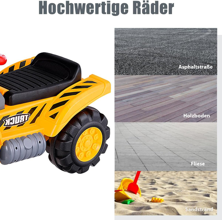 SOARS Sitzbagger, Aufsitzbagger mit Stauraum unter dem Sitz, Kinderbagger mit Horn & Soundeffekten,