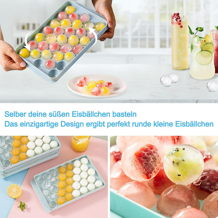 Miaowoof Eiswürfelform mit Deckel, 2,5 cm x 99 Stück Runde Eiswürfel, Non-BPA Eiswürfelbehälter mit