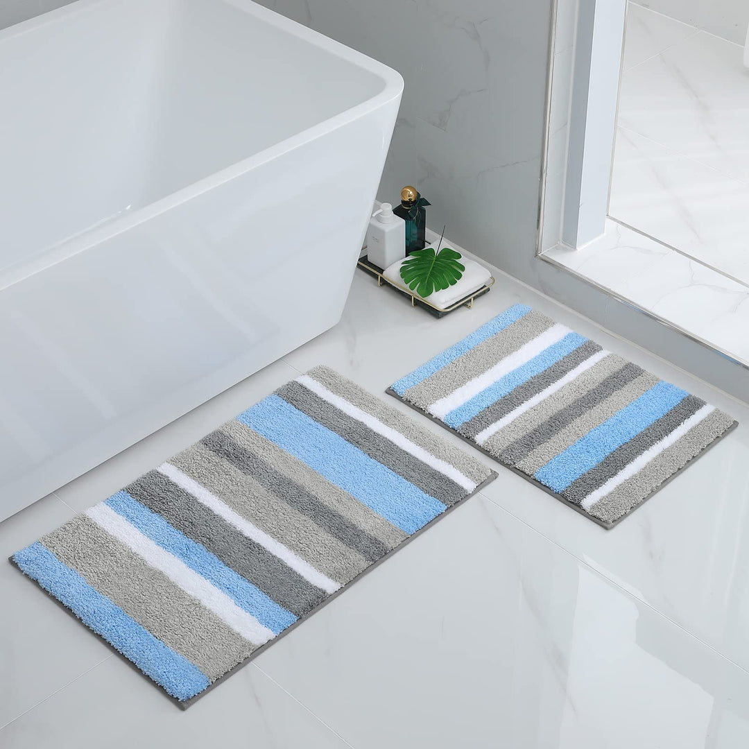 Homaxy rutschfest Badematten Set 2 teilig Mikrofaser Saugfähige Badteppich Set Weich Hochflor Badvor