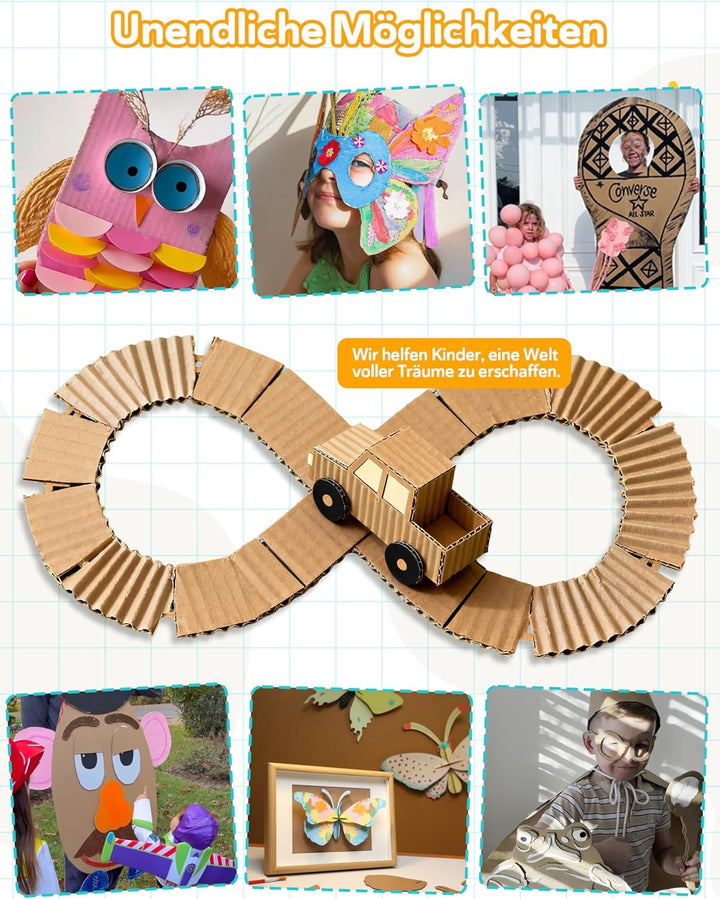 Kartonschneider Kinder, Sicheres DIY-Set mit Kartonschneider für Kinder ab 3 Jahren, Karton & Pappe,