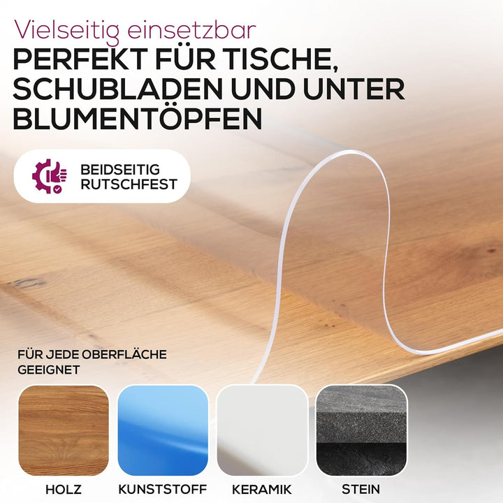 BEAUTEX Glasklar Folie 2 mm + abgeschrägte Kante, Grösse wählbar 40x130 cm, Wunschmass transparente
