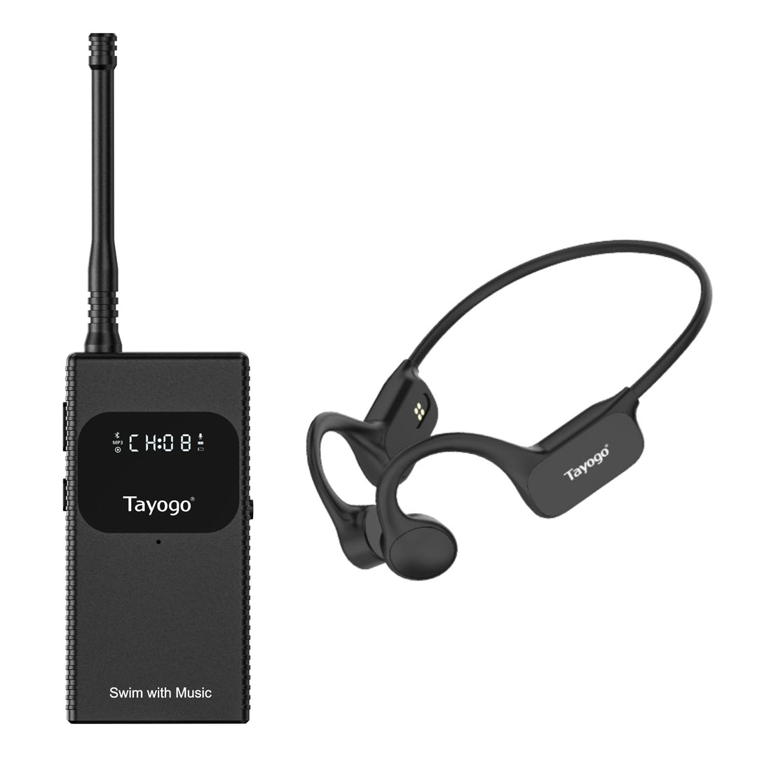 Tayogo T6-W25 Knochenschall-Kopfhörer Schwimmen - Drahtloser Sender, Ideal für Spotify und Audible |