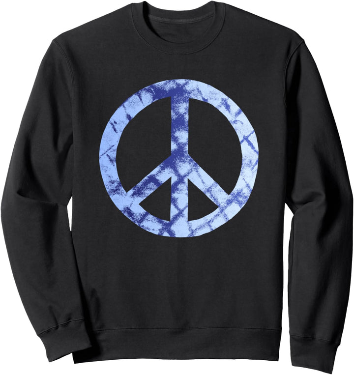Friedenszeichen Shibori Blau Muster Spass Boho Hippie Grafik Sweatshirt