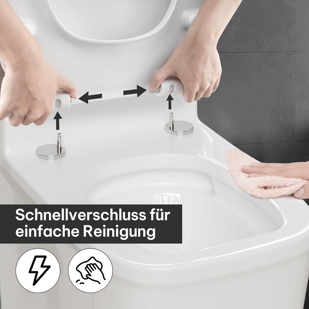 eSituro Toilettendeckel Klodeckel Wc Sitz mit Absenkautomatik Fast Fix/Schnellbefestigung Duroplast