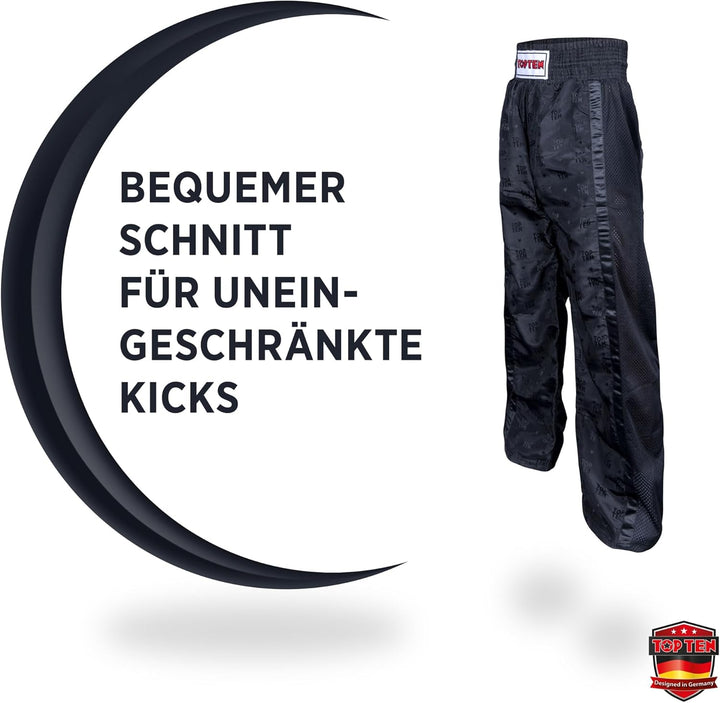 TOP TEN Kickboxhose „Mesh“ Schwarz - Schwarz XXL, Schwarz - Schwarz XXL