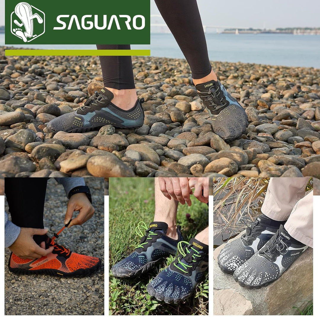 SAGUARO Unisex Barfussschuhe Leicht Atmungsaktive Zehenschuhe fur Outdoor &amp; Indoor 36 EU Schwarz, 36