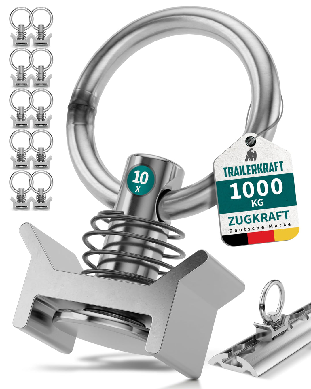 Airlineschiene Fittinge (10er Set) | Stabile Zurrösen mit 1000 daN Tragfähigkeit | Standardgrösse Ø