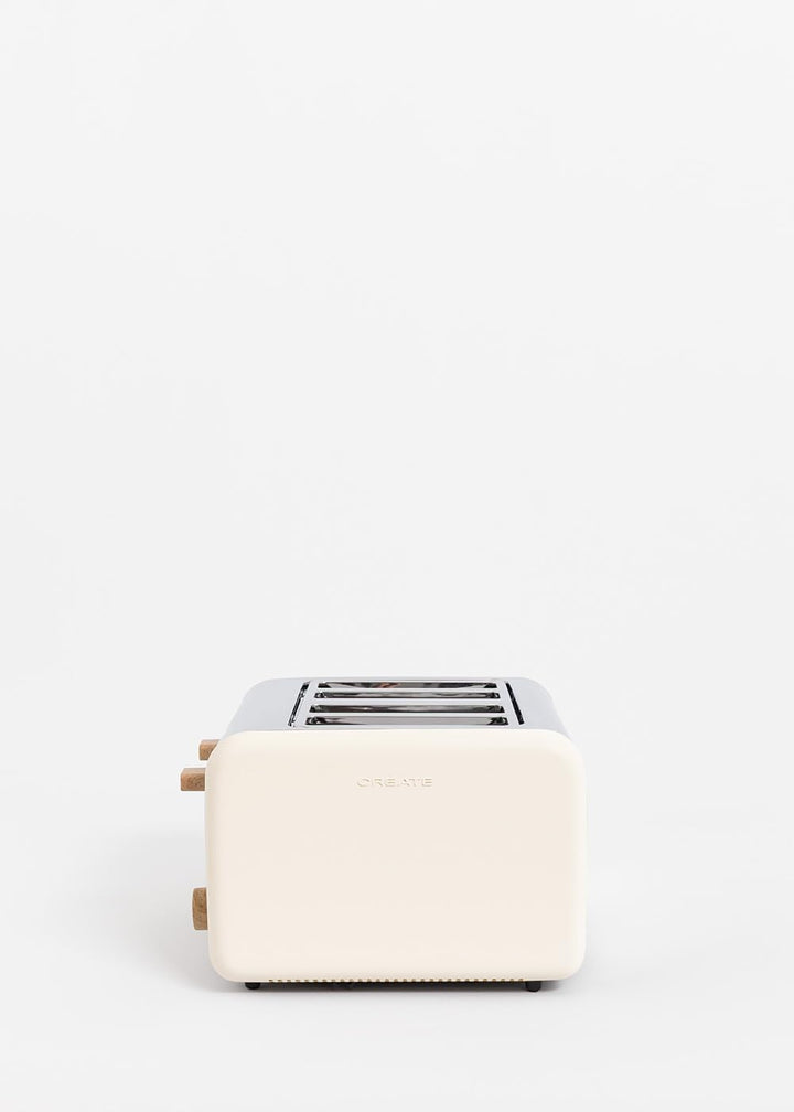 CREATE/TOAST RETRO DOUBLE/Toaster für breite Scheiben Cremeweiss/Krümelfach, 6 Leistungsstufen, Ther