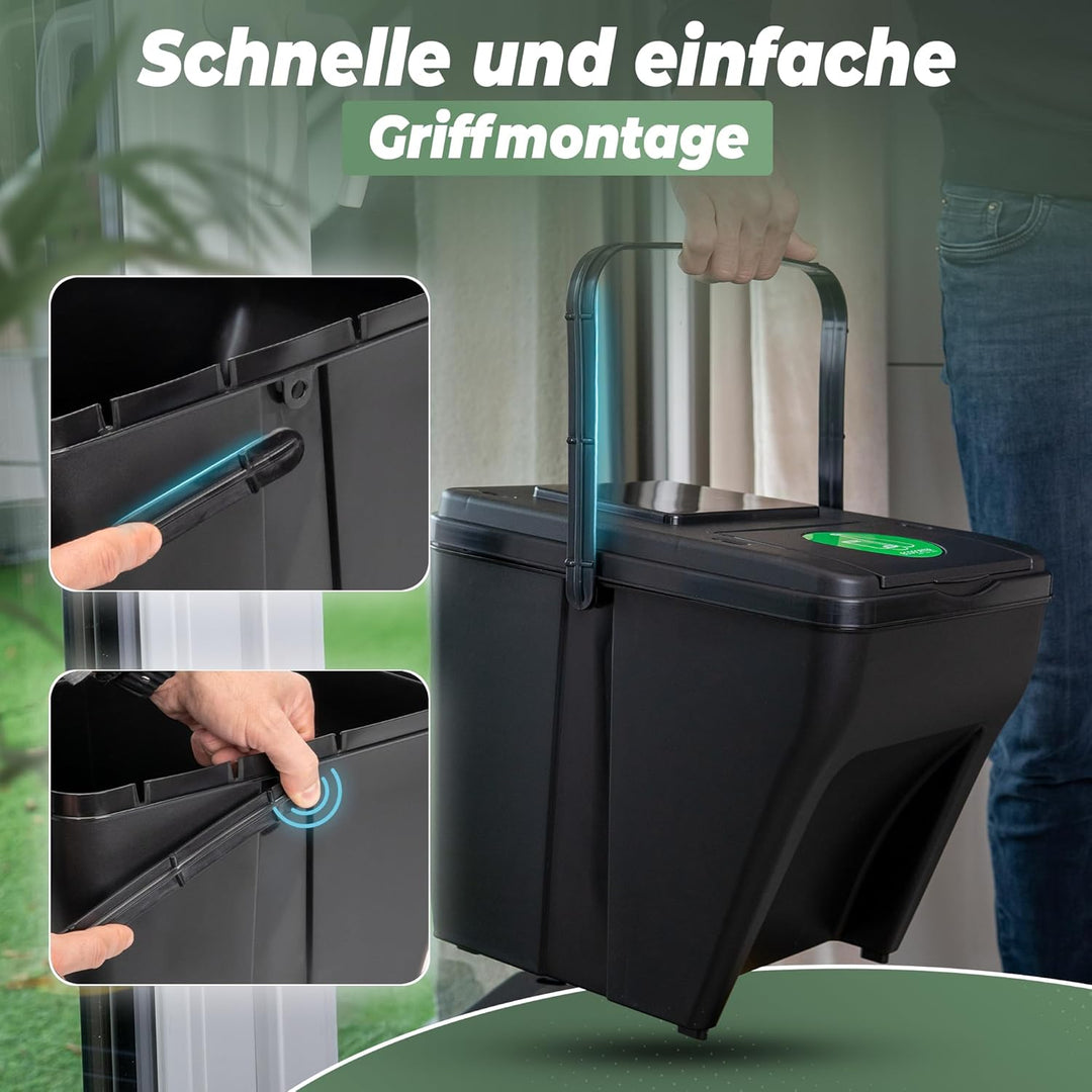 Novaliv Mülltrennsystem Set - 4x 25L Mülleimer Trennsystem - Mülleimer 4 Fächer - Mülltrennsysteme s