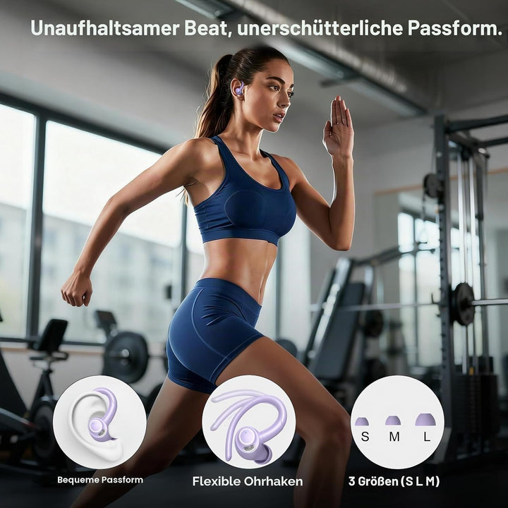 Csasan Bluetooth Kopfhörer Sport, in Ear Kopfhörer Kabellos Bluetooth 5.3 mit Ohrbügel, Hi-Fi Stereo