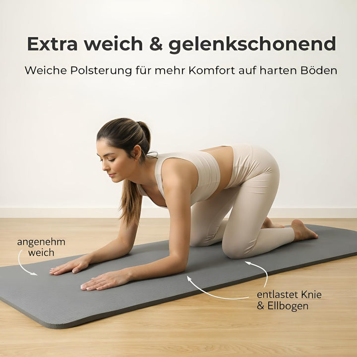 diMio Komfort-Gymnastikmatte Yogamatte in 185x60x1cm, 185x60x1.5cm, 185x90x1.5cm, 200x100x2 mit Trag