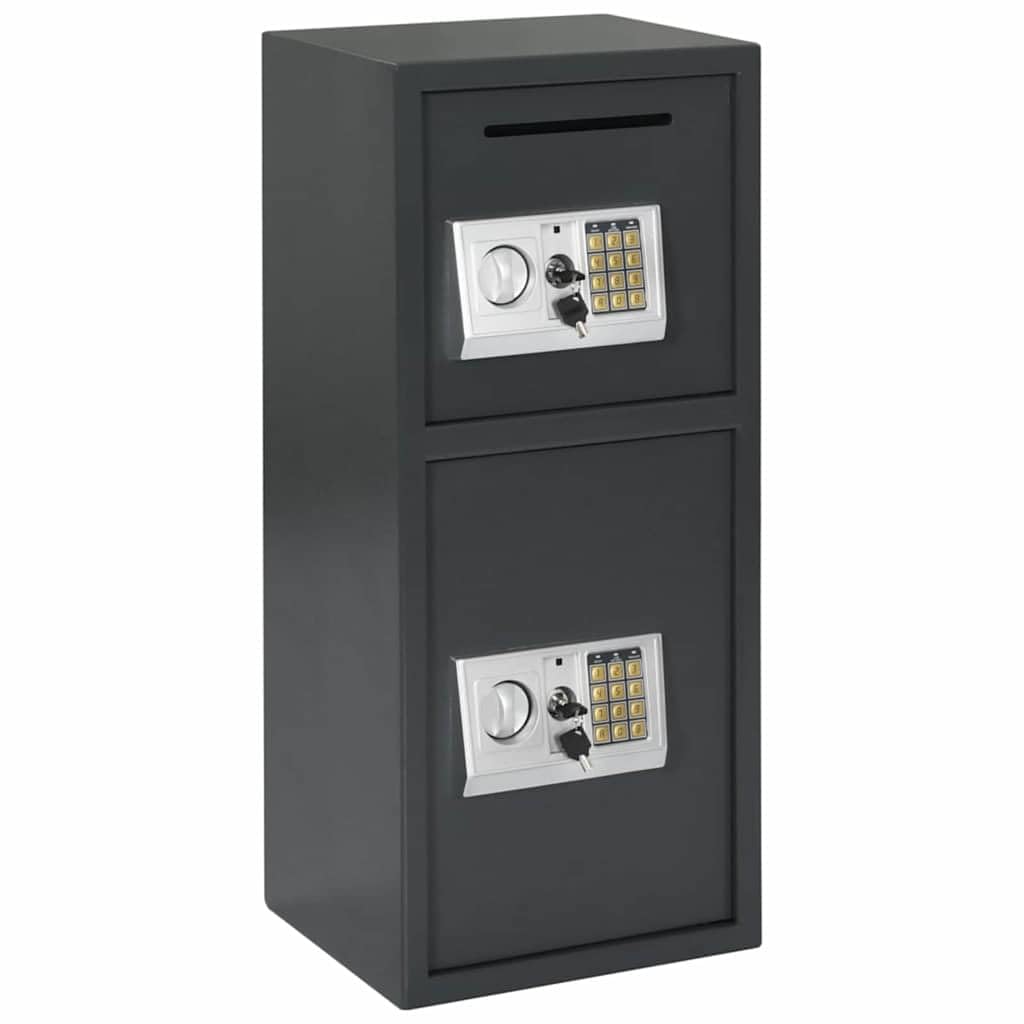 vidaXL Digitaler Safe mit Schloss Dunkelgrau 35 x 31 x 80 cm Stahl, Heimwerker Schreibtischsafe, mod