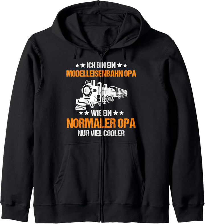 Modelleisenbahn Opa Dampflokomotive Rentner Geschenk Kapuzenjacke