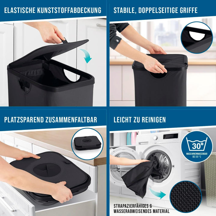 EASYmaxx Pfandflaschen Sammelbehälter 80 l inkl. Türhaken &amp; 2 herausnehmbare Tragetaschen | Flaschen