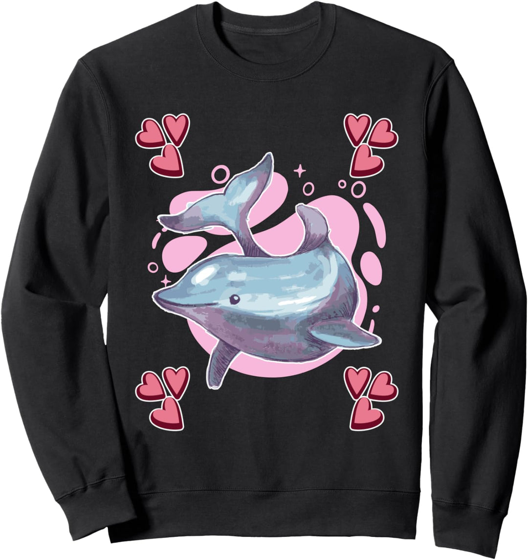Damen Delfin Zeichnung Mädchen Delfin Sweatshirt