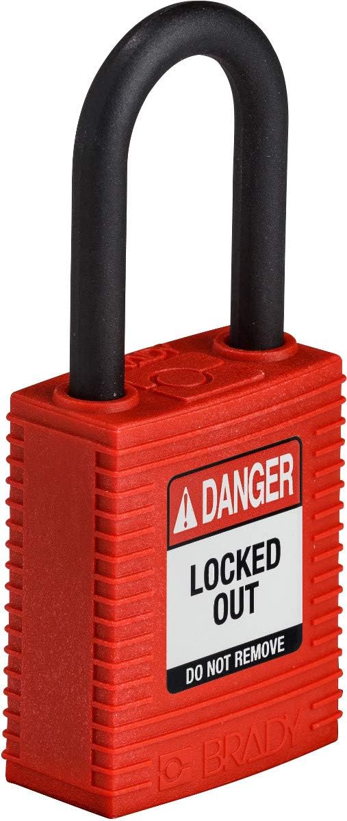 Brady (NYL-RED-38PL-KD6PK) SafeKey Nylon Lockout-Vorhängeschloss Mit Nylon Bügel 38.00 mm Rot KD - V