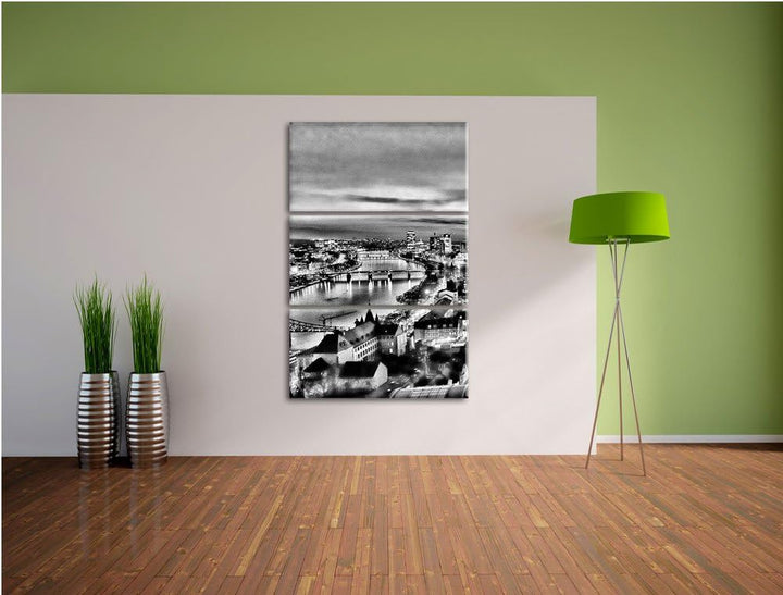 Pixxprint Frankfurt Skyline als Leinwandbild/Grösse: 3 Teilig (120x80) / Wandbild/Kunstdruck/fertig
