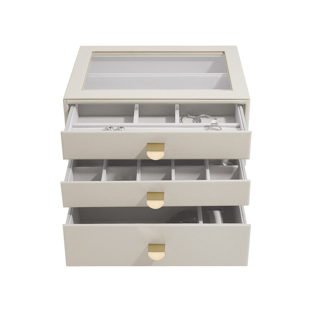 Stackers Oatmeal Classic Jewellery Box - Set of 3 (with drawers), Oatmeal